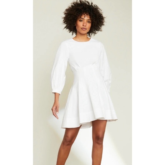 Veronica Beard Dresses & Skirts - Veronica Beard Torres corset-waist white cotton long sleeve dress